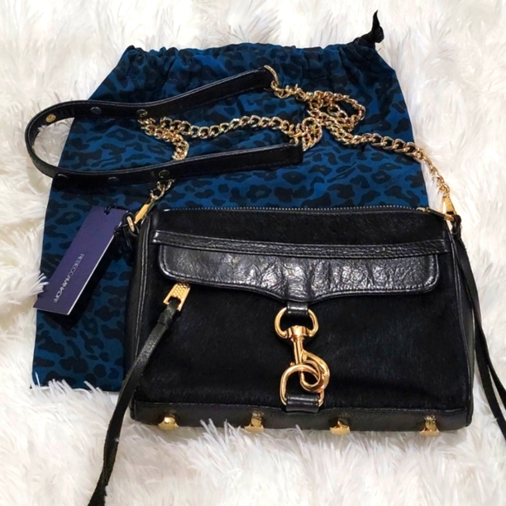 Rebecca Minkoff, calf leather, haircalf front, mini MAC crossbody, new